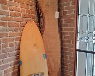 VINTAGE SURFBOARD...LARGE PECAN WOOD SLAB