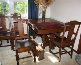 Antique Jacobean dining table chairs
