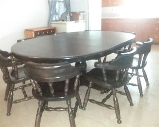 Custom Made Dining Table, 54 x 77 x 29 H w/ 2 - 11-inch leafs & Table Pads, 8 – Chairs
