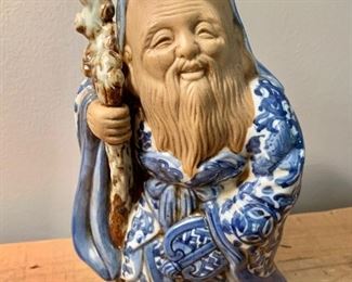 $150 Antique Asian figure - signed - 5.5" W, 3.5" D, 9" H. 