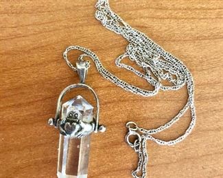 $20 Crystal  and sterling pendant on chain 