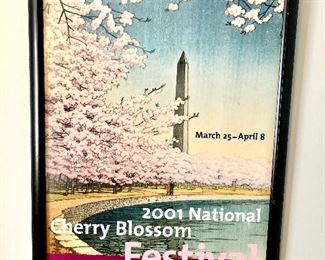 $20 Cherry Blossom Festival framed poster.  21" W x 28" H. 