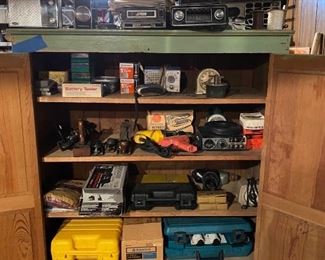 Vintage Radios, TV, 8 Track Tape Deck, Tools