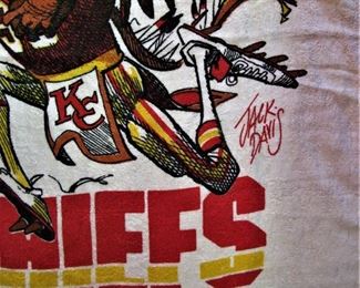 Autographed KC Chiefs Beach Towel Vintage 