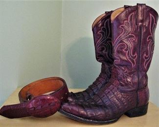 Genuine Alligator Cowboy Boots and Belt