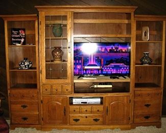 Solid Wood Entertainment Center  3 pieces