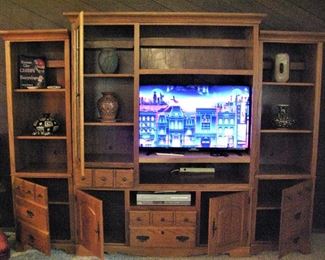 Solid Wood Entertainment Center  3 pieces