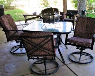Outdoor Table  with 4 Rocker Swivel Chairs