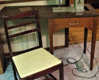 Vintage Sewing Table with Chair - Works Great