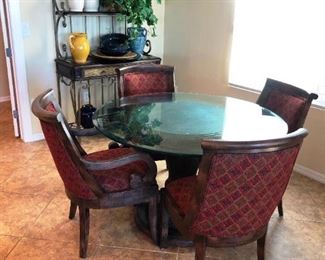 Solid wood based dining table with 4 matching chairs