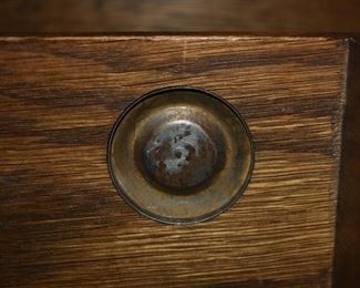 This may have been the Berkey & Gay logo tag inside the top drawer; however, no text remains.  Berkey & Gay Ladies Writing Desk; Purchased by Grace S. Dockeray in 1924; her father-in-law (Snellink) worked at Berkey & Gay. It is an original Salesman's sample and may be a one-of-a-kind. The Salesman decided it wouldn't be a seller - and they never made another one.   ca. 1920's