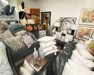 Black & White!!!! Tones of $16 pillows, lamps, art, area rugs... black & white!!