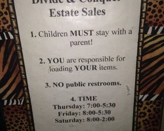 Guidelines provide smooth shopping. We hope to see you Oct. 22, 23, 24!