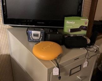 Monitor; small file cabinet