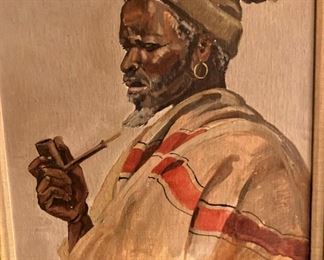 Framed art by artist Lucy Mary Wiles (Mullins); she was born in Johannesburg, 1920. She originally trained as a nurse but studied under Nils Andersen and Walter Gilbert Wiles.
The earlier works of Lucy Wiles are signed with the name Lucy Mullins, and pre-date her marriage in 1953.