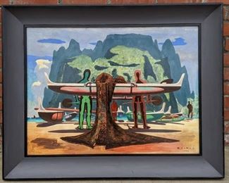 Standish Backus 24 x 30 oil of Hawaii. Dates 1950.