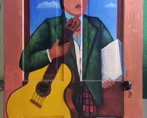 Bonita Barlow painted folk art door. Standard size.