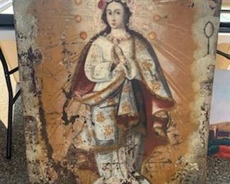 Spanish Colonial Saint. Oil/canvas. 18th century.