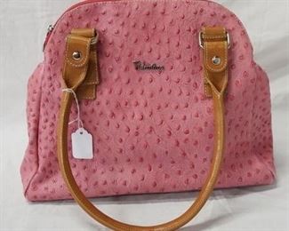 1008 VALENTIA ITALY PINK LEATHER BAG, NO VISIBLE SIGNS OF WEAR, 11 1/4 IN X 10 1/2 IN X 4 3/4 IN