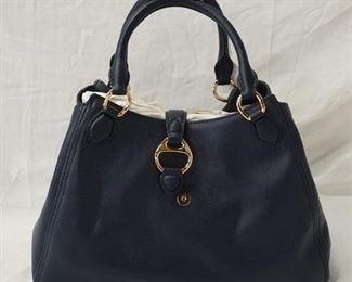 1012 RALPH LAUREN ALLENVILLE CITY SATCHEL IN NAVY, NEW WITH TAGS, 13 IN X 9 1/4 IN X 5 IN