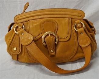 1015 FRANCESCO BIASIA BROWN LEATHER HOBO STYLE BAG, NO VISIBLE DAMAGE, 15 IN X 10 11/2 IN