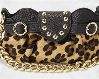 1022 CATHERINA LUCCHI ITALY HAIR CALF BAG, NO VISIBLE WEAR SOME STAINING ON METAL INTERIOR TAG, 11 1/2 IN X 6 3/4 IN