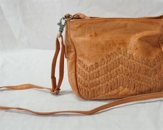 1023 DAY & MOOD PLUM PEACH LEATHER PEONY CROSSBODY, NEW WITH TAGS, 10 IN X 6 3/4 IN X 4 IN