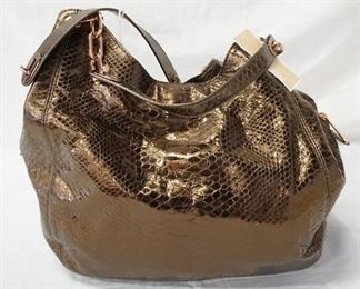 1030 MICHAEL KORS FULTON LARGE SHOULDER TOTE IN COCOA LEATHER, NEW WITH TAGS AND CLOTH STORAGE BAG, 12 IN X 11 IN X 3 IN