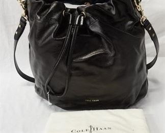 1050 COLE HAAN STAGE DOOR SMALL STUDIO BAG IN BLACK, NEW WITH TAGS AND CLOTH STORAGE BAG, 17 IN X 13 1/2 IN X 6 IN