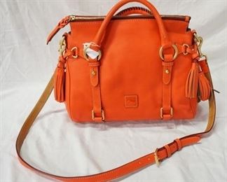 1073 DOONEY & BOURKE PINK ROSE LEATHER BAG, SOME MINOR WEAR, 12 IN X 10 IN X 4 IN