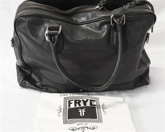 1076 FRYE BLACK LEATHER LAPTOP CASE, NEW WITH TAGS AND CLOTH STORAGE BAG, 17 IN X 11 1/2 IN X 3 1/4 IN