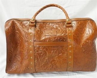 1086 PATRICIA NASH MILANO LEATHER WEEKENDER, NEW WITH TAGS, 19 1/2 IN X 12 IN X 9 IN