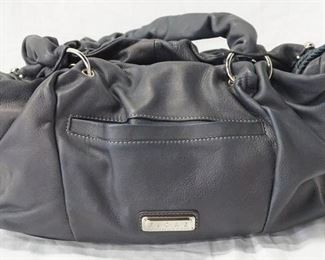 1097 ISABELLA FIORE LARGE BLACK LEATHER SATCHEL, NO VISIBLE WEAR, 16 IN X 8 3/4 IN X 5 1/2 IN