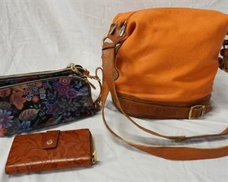 1107 VALENTINA PURSE, BUCKET BAG AND WALLET, PURSE AND WALLET ARE NEW, WEAR TO THE BUCKET BAG