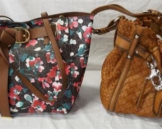 1110 FRANCESCO BIASIA LEATHER BASKET WEAVE BAG AND CALVIN KLEIN TOTE WITH MAKE UP CASE, BOTH LOOK NEW, NO TAGS