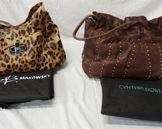 1111 B MAKOWSKY LEOPARD SPOT BAG CYNTHIA ROWLEY LEATHER BAG, NO VISIBLE WEAR TO BAGS