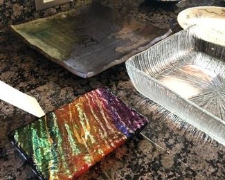 loads of Japanese platters and art glass