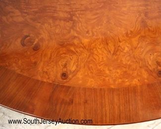 ot: 501 - BEAUTIFUL GieMme Romano of Ezzelino Vicenza Italy
BEAUTIFUL GieMme Romano of Ezzelino Vicenza Italy Italian made burl walnut and banded 61" round dining room table with (2) 17 1/2" leaves