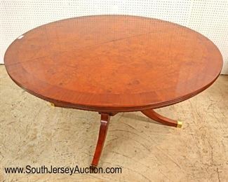 ot: 501 - BEAUTIFUL GieMme Romano of Ezzelino Vicenza Italy
BEAUTIFUL GieMme Romano of Ezzelino Vicenza Italy Italian made burl walnut and banded 61" round dining room table with (2) 17 1/2" leaves