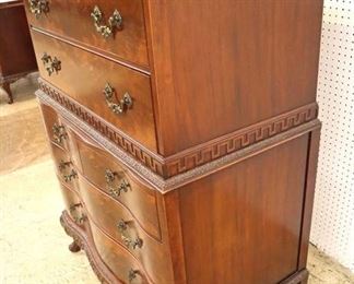 Lot: 506 - VINTAGE Batesville Furniture burl mahogany and
VINTAGE Batesville Furniture burl mahogany and carved chest on chest with fancy hardware