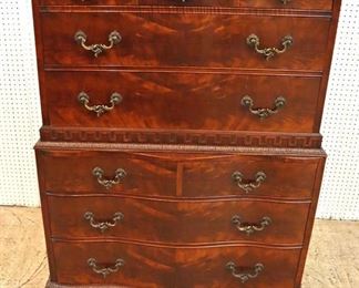 Lot: 506 - VINTAGE Batesville Furniture burl mahogany and
VINTAGE Batesville Furniture burl mahogany and carved chest on chest with fancy hardware