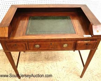Lot: 519 - ANTIQUE mahogany inlaid leather top writing desk
ANTIQUE mahogany inlaid leather top writing desk with 3 drawers and hidden compartments