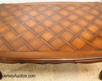 Lot: 527 - BEAUTIFUL country French carved parquet top dining
BEAUTIFUL country French carved parquet top dining room table with refectory leaves in the mahogany and oak