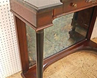 Lot: 529 - QUALITY empire contemporary mahogany marble top 1
QUALITY empire contemporary mahogany marble top 1 drawer credenza/petticoat console
