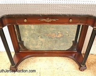 Lot: 529 - QUALITY empire contemporary mahogany marble top 1
QUALITY empire contemporary mahogany marble top 1 drawer credenza/petticoat console