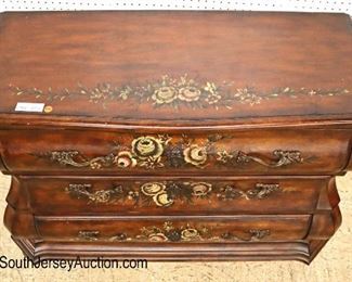 Lot 546
Ethan Allen Furniture paint decorated scalloped 3 drawer decorator chest