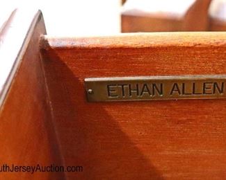 Lot 546
Ethan Allen Furniture paint decorated scalloped 3 drawer decorator chest