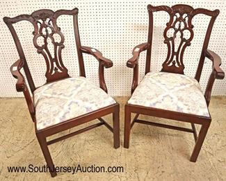 Lot 547
PAIR of SOLID mahogany Maitland Smith Furniture Chippendale style arm chairs