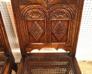 Lot 548
PAIR of ANTIQUE Carved oak cane bottom tavern chairs in the original finish