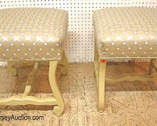 Lot 554
PAIR of decorator painted frame upholstered footstools
